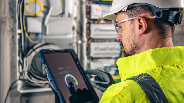 A person working on a tablet