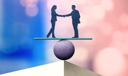 abstract image of a man and woman shaking hands