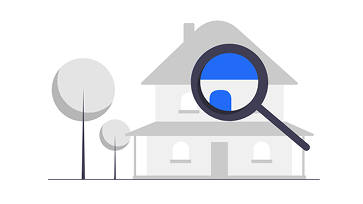 house with a magnifying glass on top of it