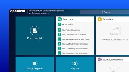 A screenshot of the OpenText Documentum Content Management user interface showing a personalized and responsive login screen.
