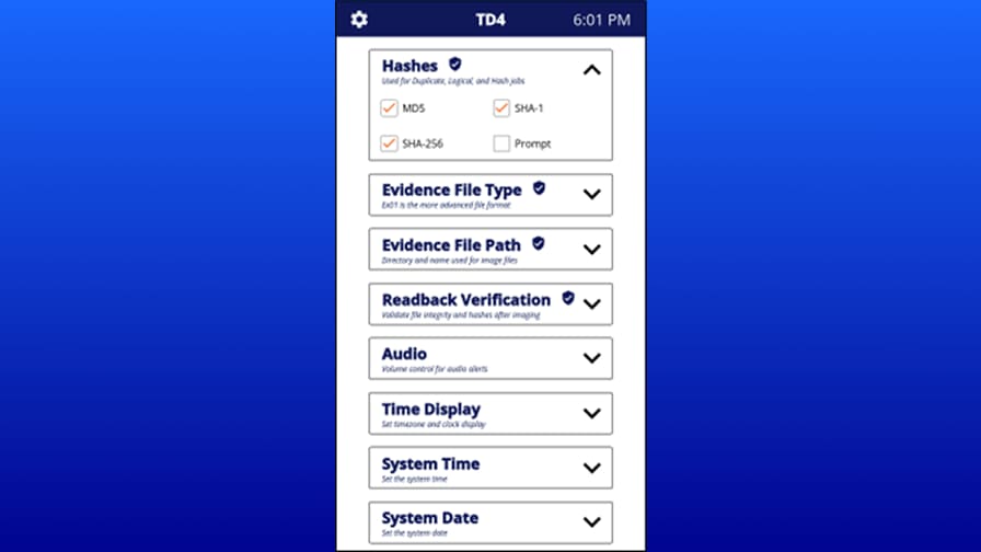 A screenshot of the OpenText Forensic Equipment user interface.
