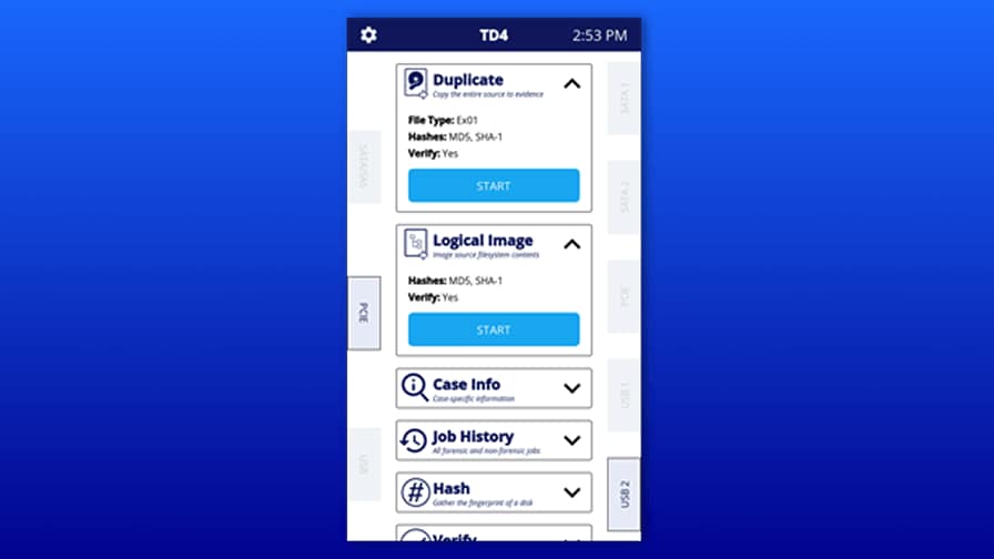 A screenshot of the OpenText Forensic Equipment user interface.