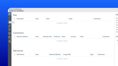 A screenshot of the OpenText Endpoint Investigator user interface showing items of interest.