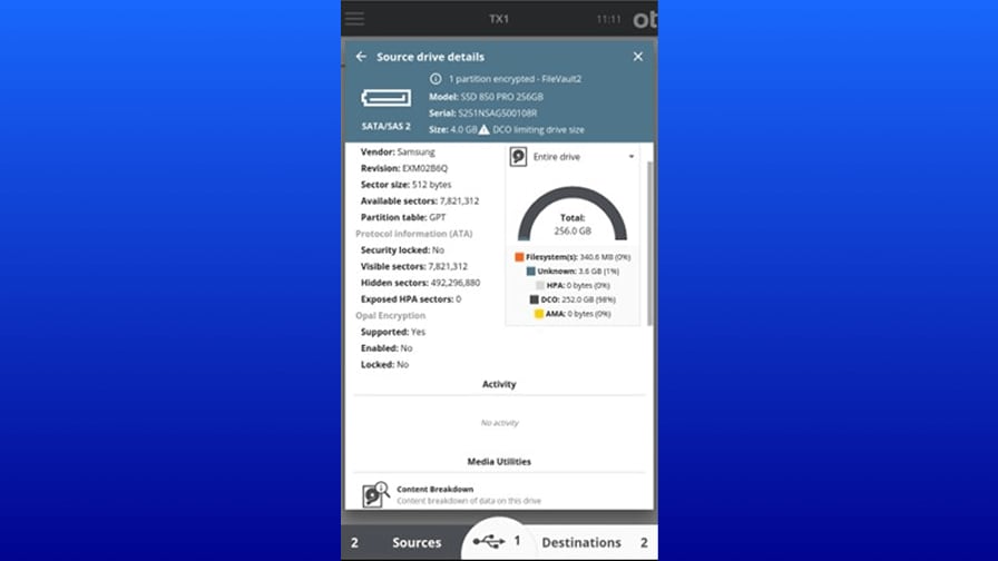 A screenshot of the OpenText Forensic Equipment user interface.