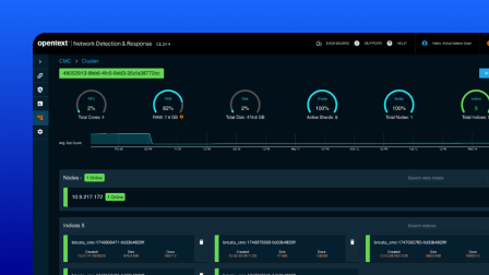 A screenshot of the OpenText Network Detection and Response user interface showing the long-term repository dashboard.