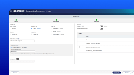 A screenshot of the OpenText Information Assurance user interface showing forensic data preservation.