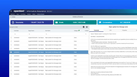 A screenshot of the OpenText Information Assurance web-based user interface.