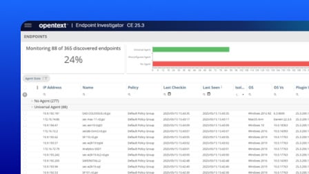 A screenshot of the OpenText Endpoint Investigator user interface showing endpoint usage.