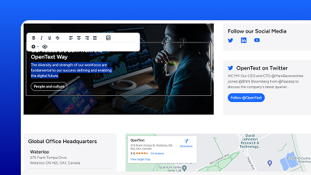 A screenshot of the OpenText Web CMS user interface.