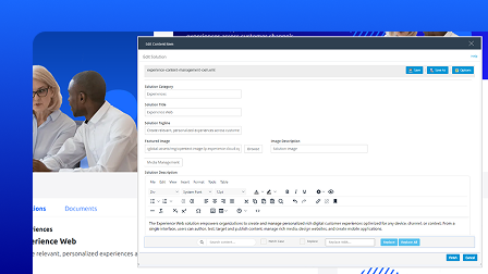 A screenshot of the OpenText Web CMS user interface.