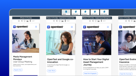 A screenshot of the OpenText Web CMS user interface.