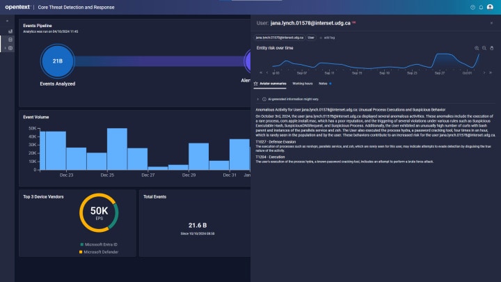 image of OpenText Core Threat Detection and Response application