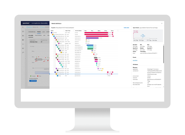 OpenText Core Application Observability application on a computer    