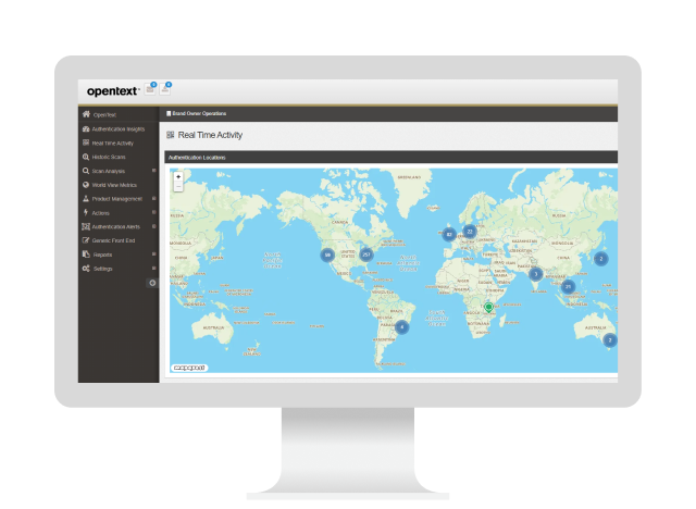 OpenText Core Product Traceability Service UI on a computer.