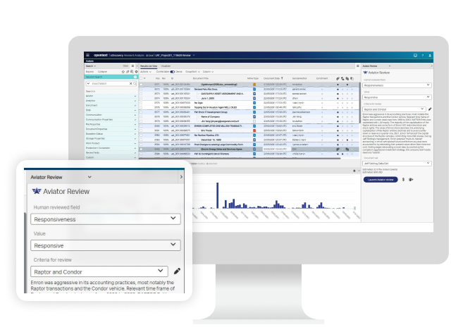 Un ordenador muestra la plataforma OpenText eDiscovery