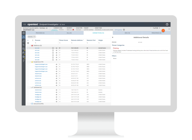 OpenText Endpoint Investigator platform on a computer