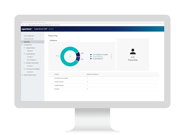 OpenText Customer Data application running on a computer