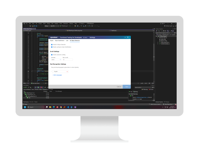 OpenText functional testing for developers running on a computer