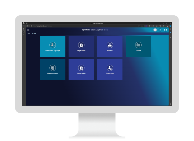 OpenText Core Legal Hold running on a computer