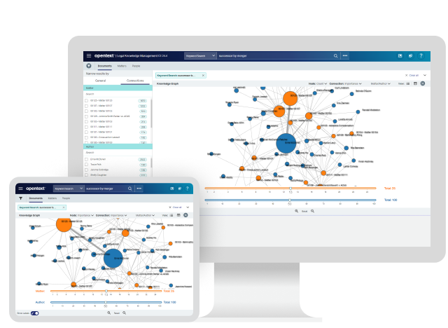 OpenText Legal knowledge management platform on a computer