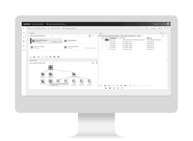 OpenText core infrastructure observability running on a computer