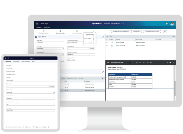 コンピューターで動作するOpenText Process Automationソフトウェア