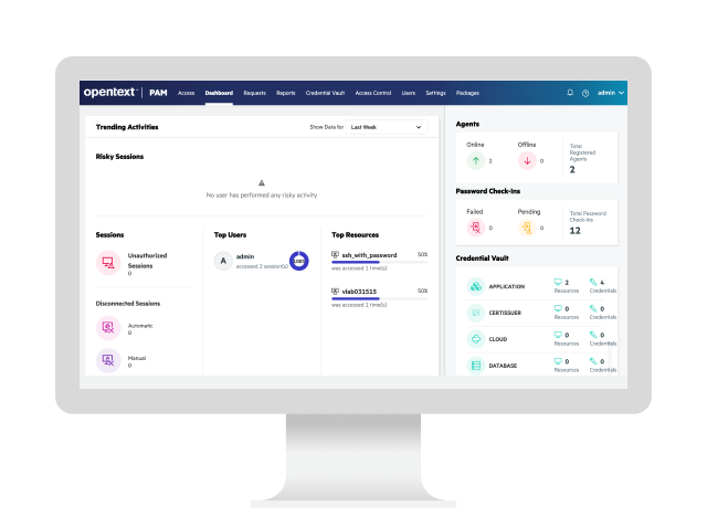 OpenText privileged access manager running on a computer