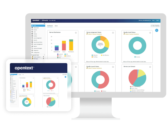 skärm som visar ZENworks Configuration Management programvara