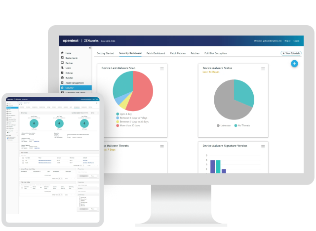 Opentext ZENworks Endpoint Security Management platofrm on a computer