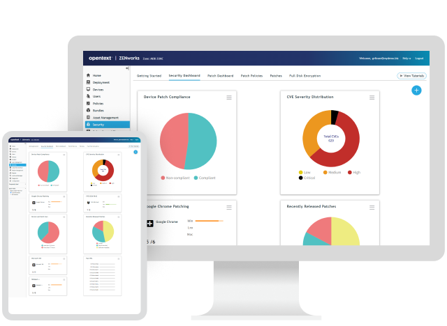 OpenText ZENworks Endpoint Software Patch Management platform on a computer  