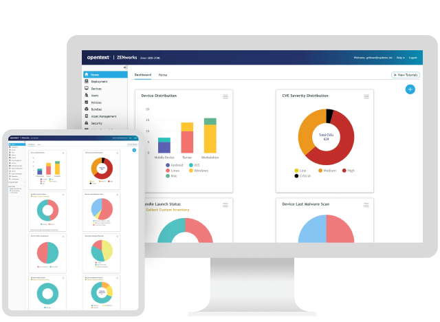 monitor showing OpenText ZENworks Suite software