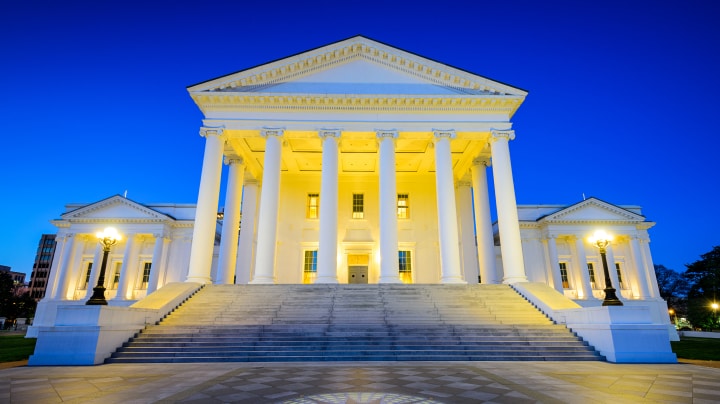 image of a government building at night
