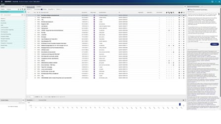 A screenshot of the OpenText eDiscovery user interface showing document summarization.