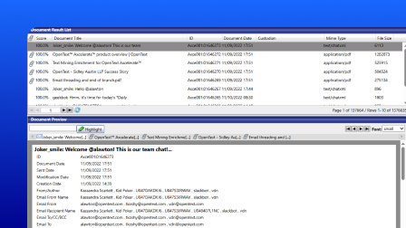 A screenshot of the OpenText eDiscovery user interface.