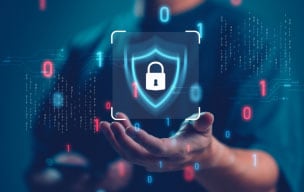 Person holding security icon