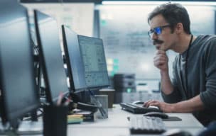 People working on computers in the high tech industry