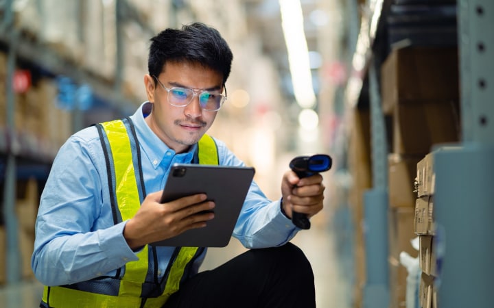 A person working at warehouse