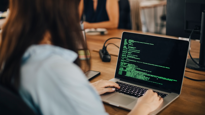 person working on laptop