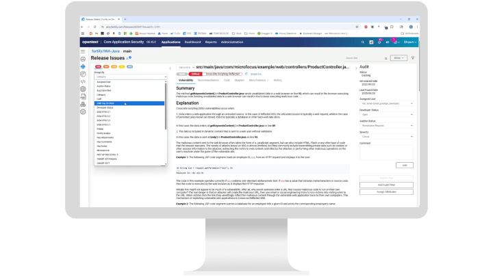 A system displaying security application