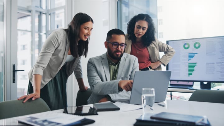 Three people talking each other