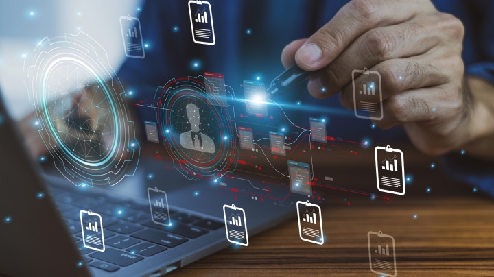 Person touching digital screen with pen