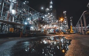 Image of oil refinery at night
