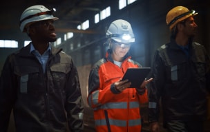 Two workers in hard hats