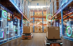 Image of robotic machinery in warehouse