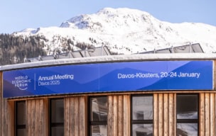 World Economic Forum Annual Meeting Davos 2025 Centre with mountains in the background