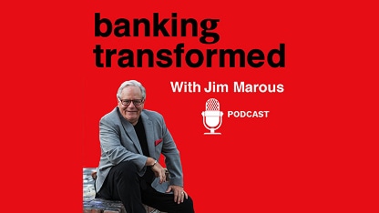 Image of podcast speaker Jim Marous on a red background