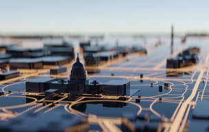 A miniature layout of a city/area with government building in the front