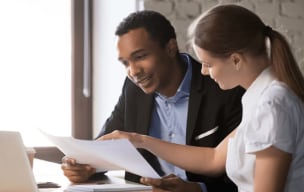 Partners reviewing a document