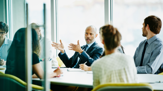 group of business people having meeting