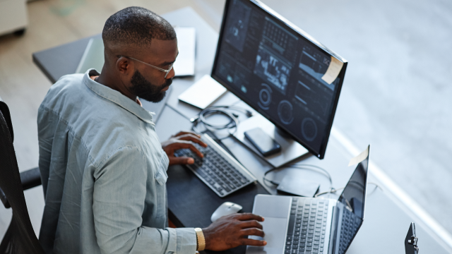 The person working on laptop